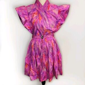 Derek Lam 10 Crosby Fuchsia Finn Dress NWT Size 6 Pink Flutter Sleeve MSRP $496